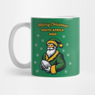 Merry Christmas South Africa 2023 Bokke Colors Rugby Santa Funny Mug